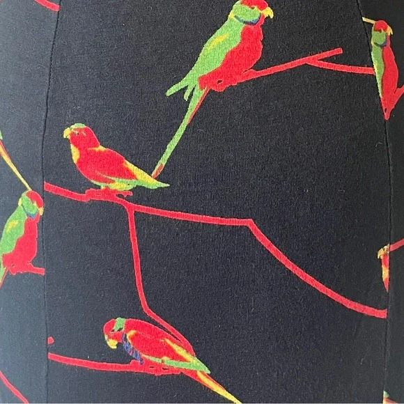 SOLD 70s Shirt Dress Bird Print Dagger Collar Sexy Dress Italy - Picture 6 of 7